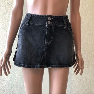 HINT Jeans Black Denim Mini Short Skirt Women/Junior Girls Size 9 Embellished